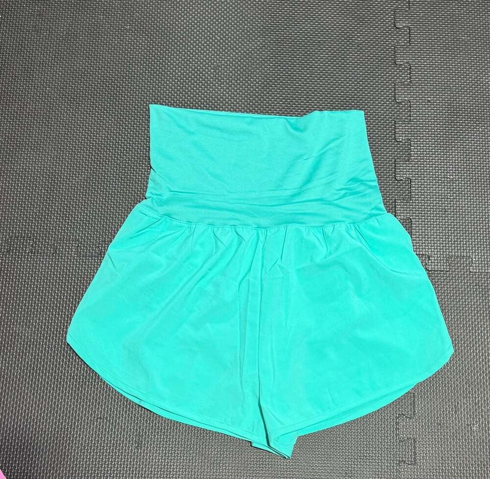 Zenana High Waisted Shorts Size S blue Athletic Activewear